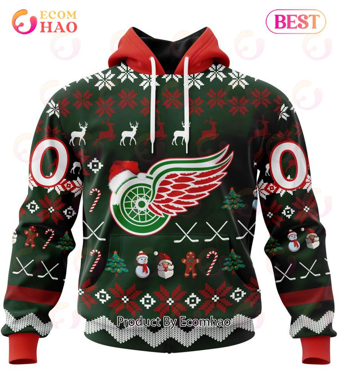 NHL Detroit Red Wings Specialized Christmas Design Gift For Fans 3D Hoodie