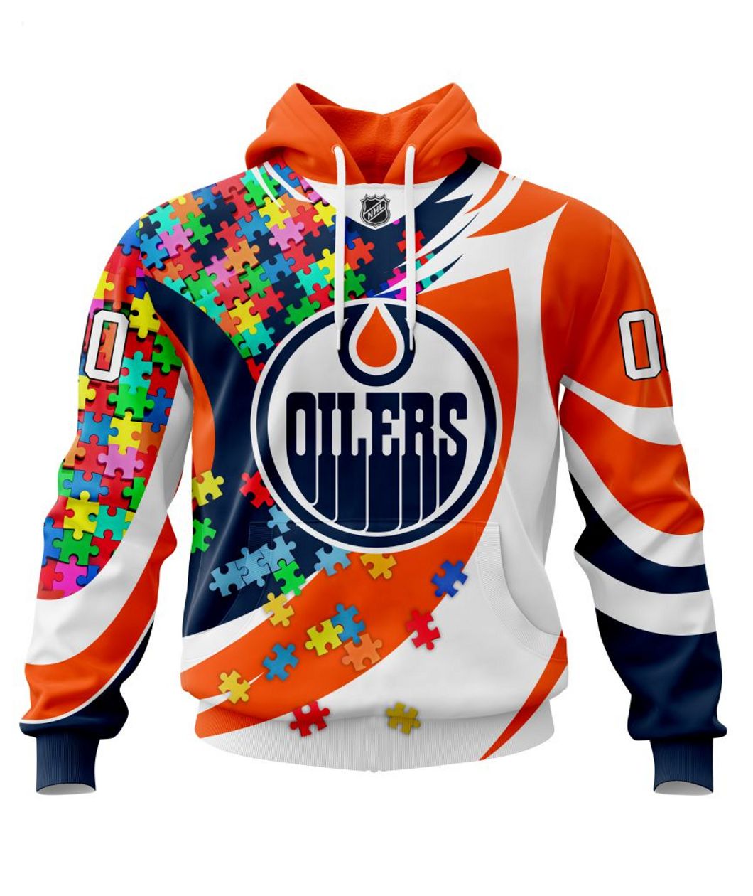 NHL Edmonton Oilers Autism Awareness Personalized Name & Number 3D Hoodie