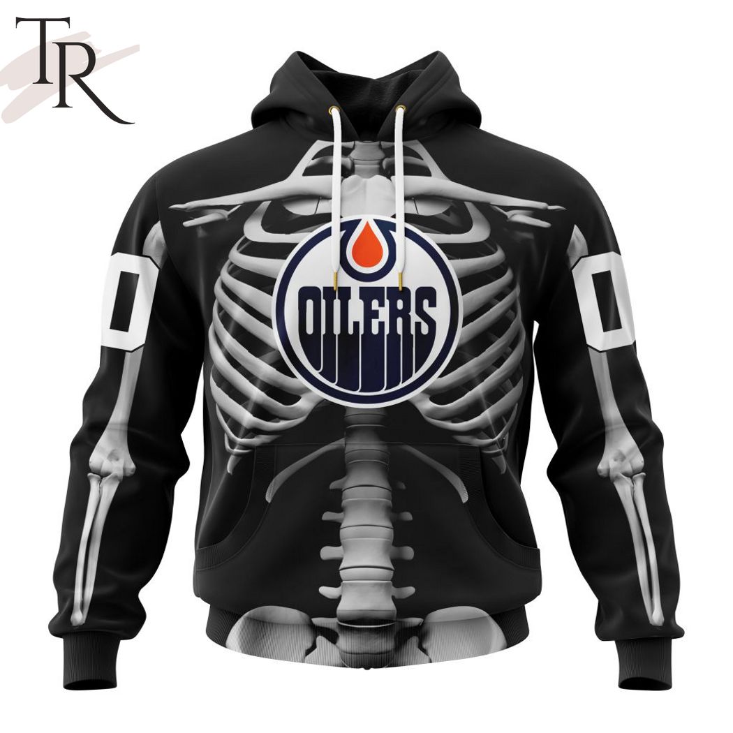 NHL Edmonton Oilers Special Skeleton Costume For Halloween Hoodie