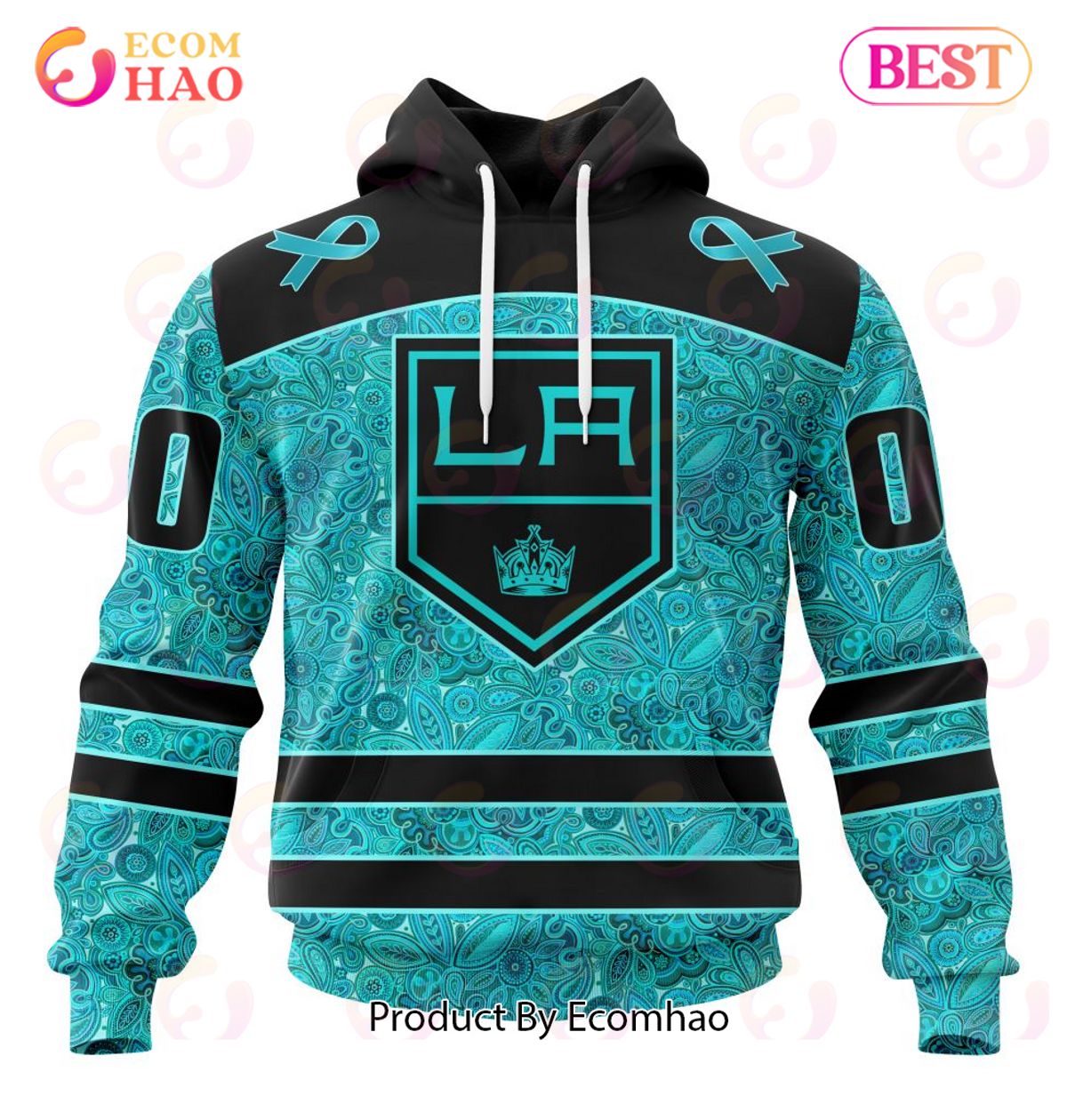 NHL Los Angeles Kings Special Design Fight Ovarian Cancer 3D Hoodie