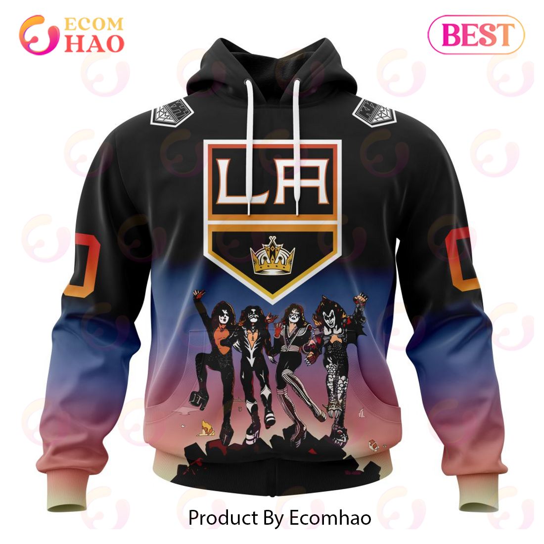 NHL Los Angeles Kings X KISS Band Design 3D Hoodie