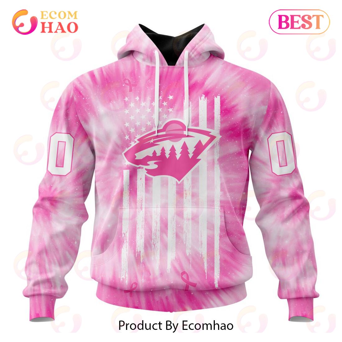 NHL Minnesota Wild Special Pink Tie-Dye Breast Cancer 3D Hoodie