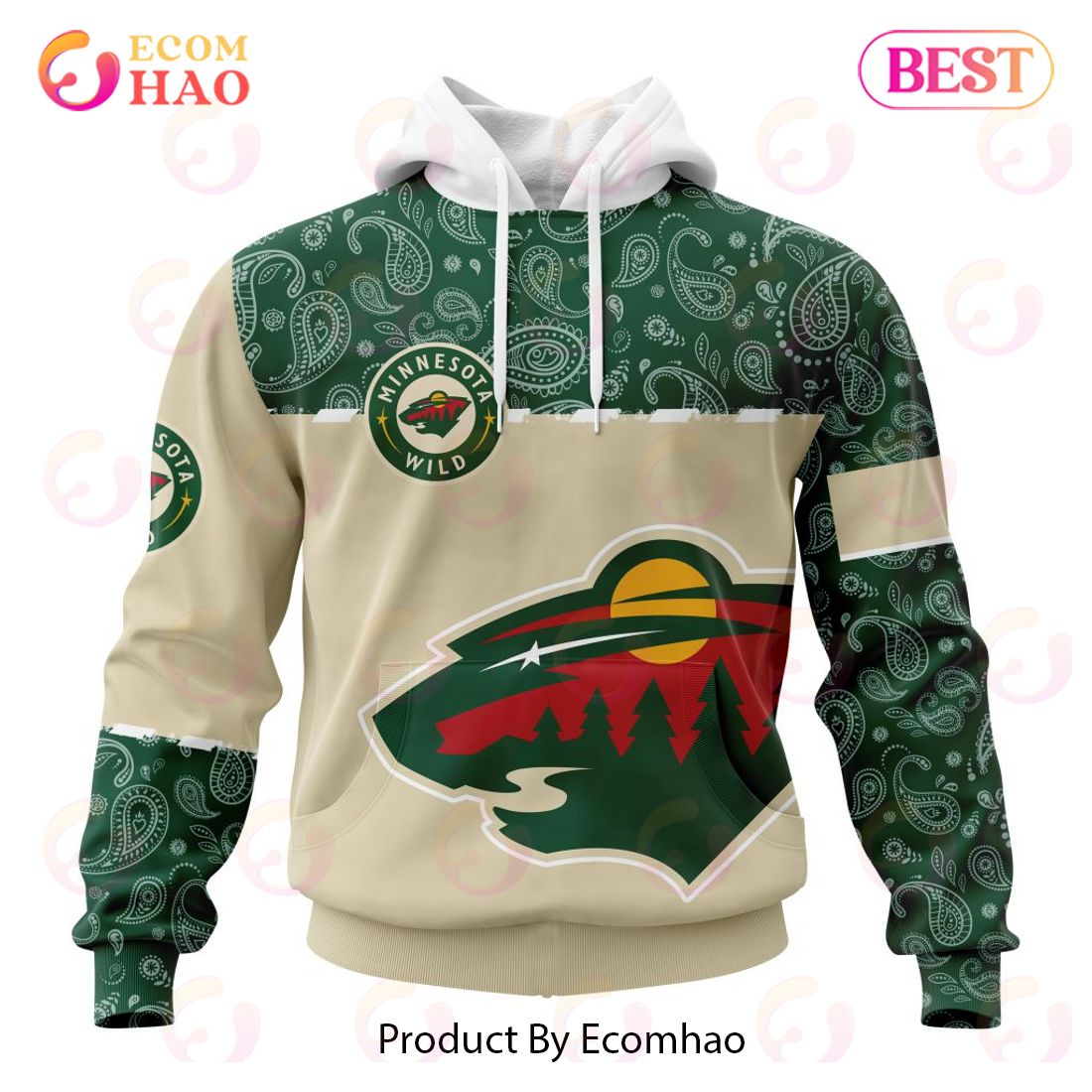 NHL Minnesota Wild Specialized Jersey Hockey With Paisley 3D Hoodie
