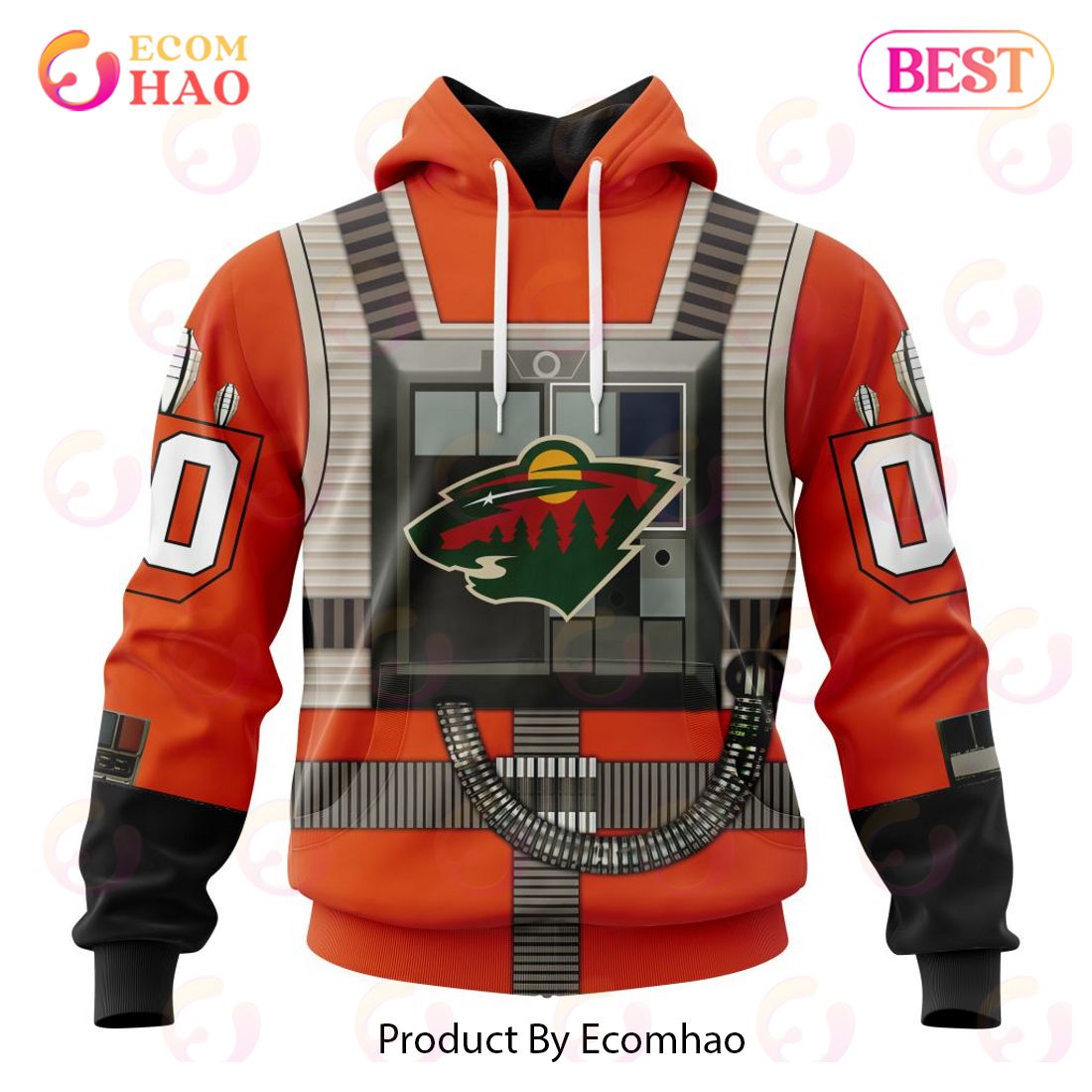 NHL Minnesota Wild Star Wars Rebel Pilot Design 3D Hoodie