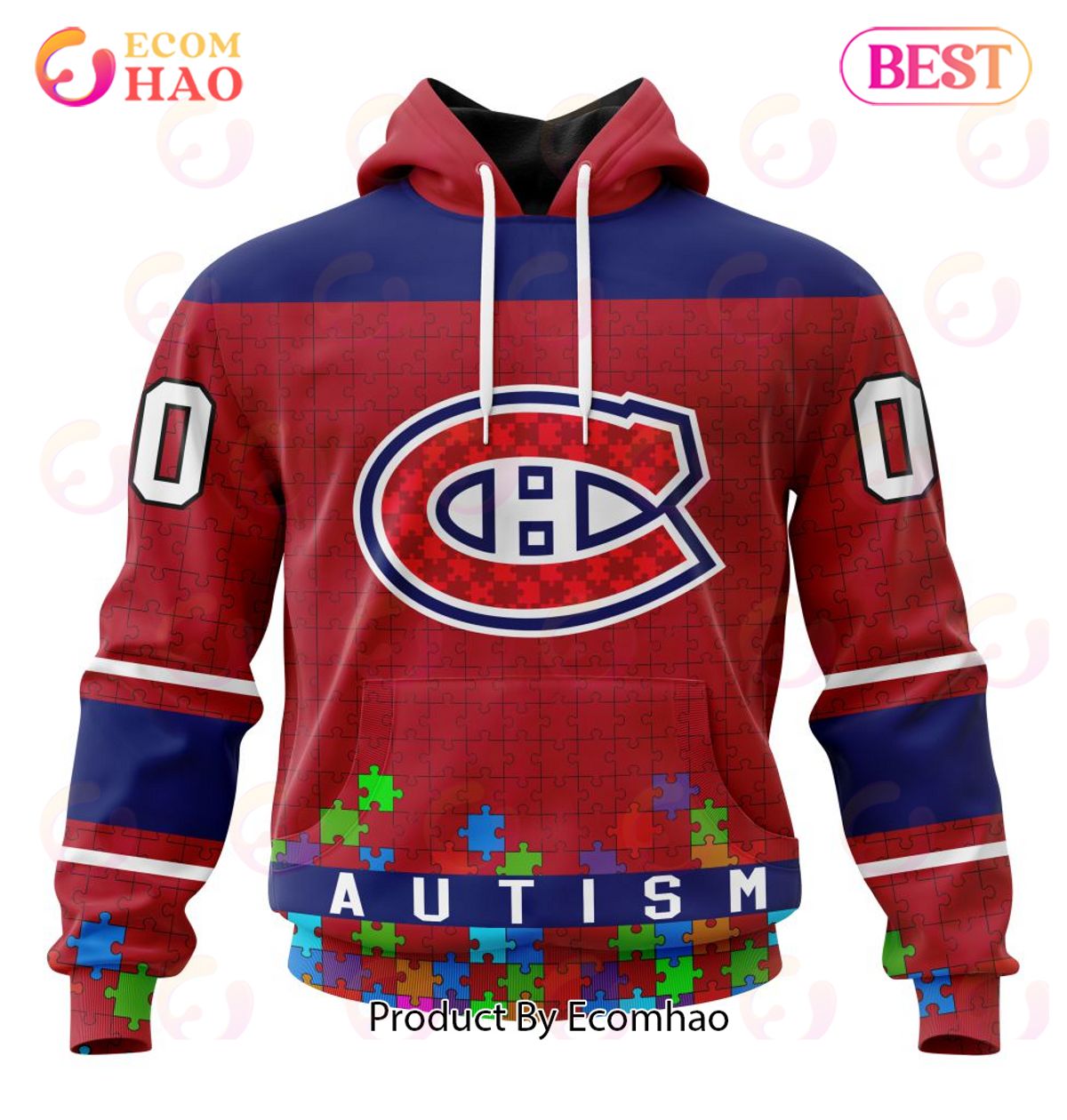 NHL Montreal Canadiens Specialized Unisex Kits Hockey Fights Against Autism 3D Hoodie