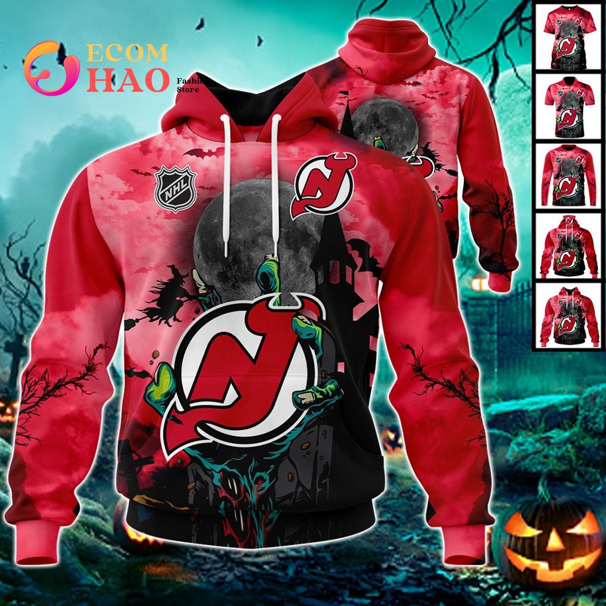 NHL New Jersey Devils Halloween Jersey Gifts For Fan 3D Hoodie
