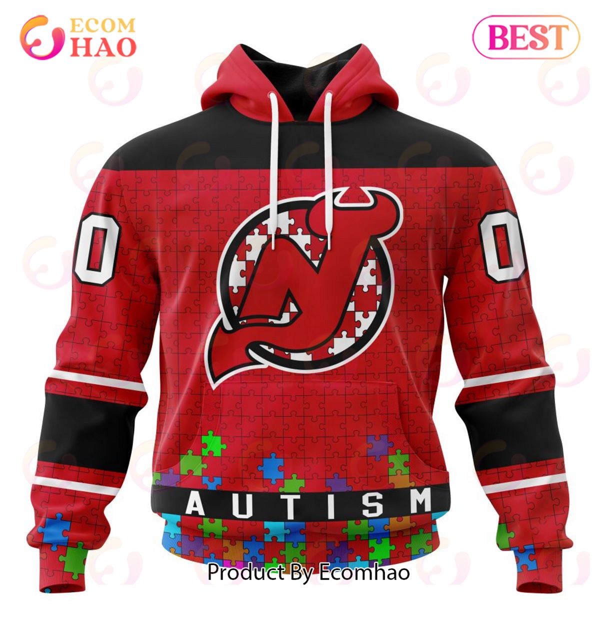 NHL New Jersey Devils Specialized Unisex Kits Hockey Fights Against Autism 3D Hoodie