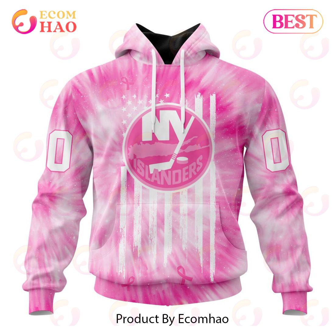 NHL New York Islanders Special Pink Tie-Dye Breast Cancer 3D Hoodie