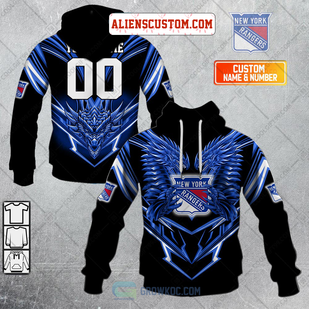 NHL New York Rangers Personalized Collab With Kiss Band Hoodie T Shirt