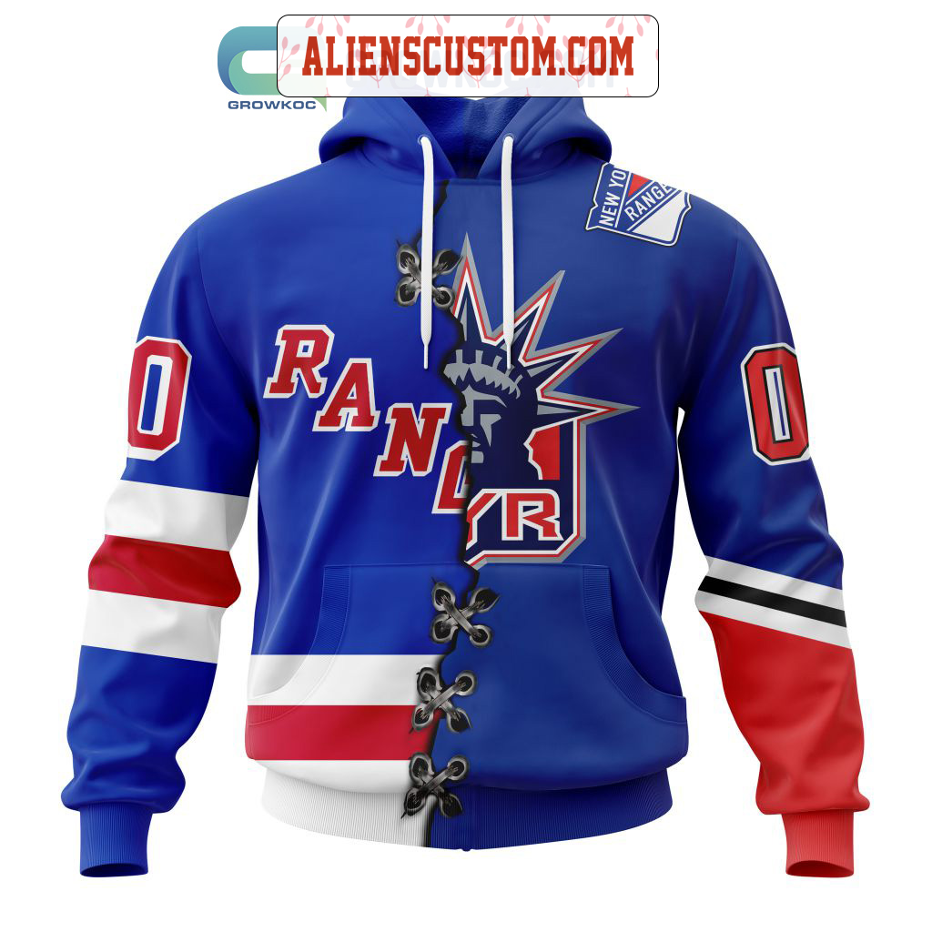 NHL New York Rangers Personalized Collab With Kiss Band Hoodie T Shirt