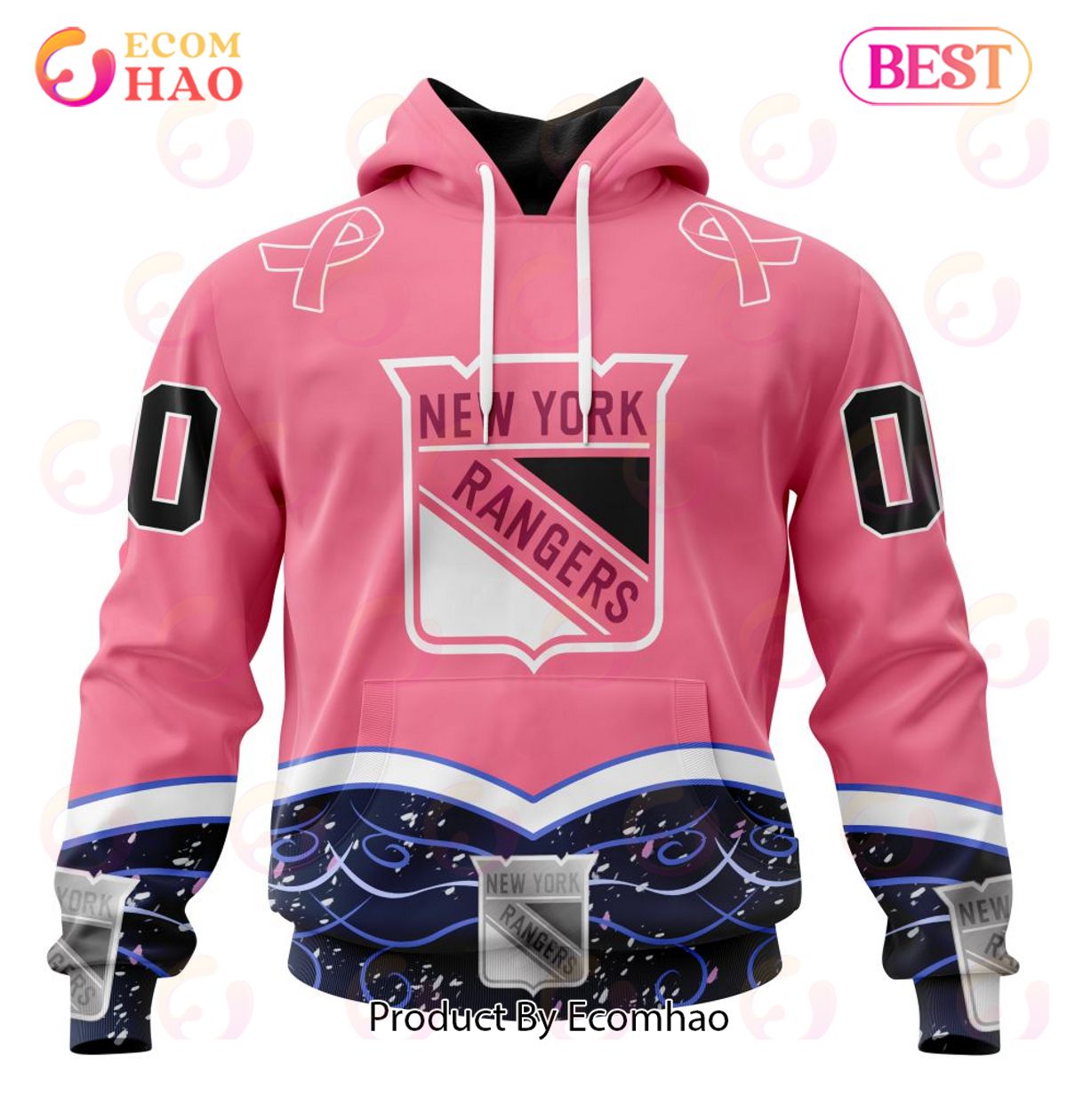 NHL New York Rangers Specialized Unisex For Hockey Fights Cancer 3D Hoodie