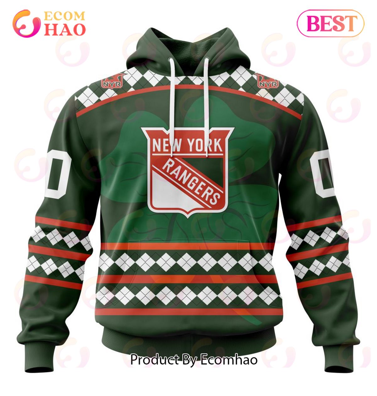 NHL New York Rangers Specialized Unisex Kits Hockey Celebrate St Patrick's Day 3D Hoodie