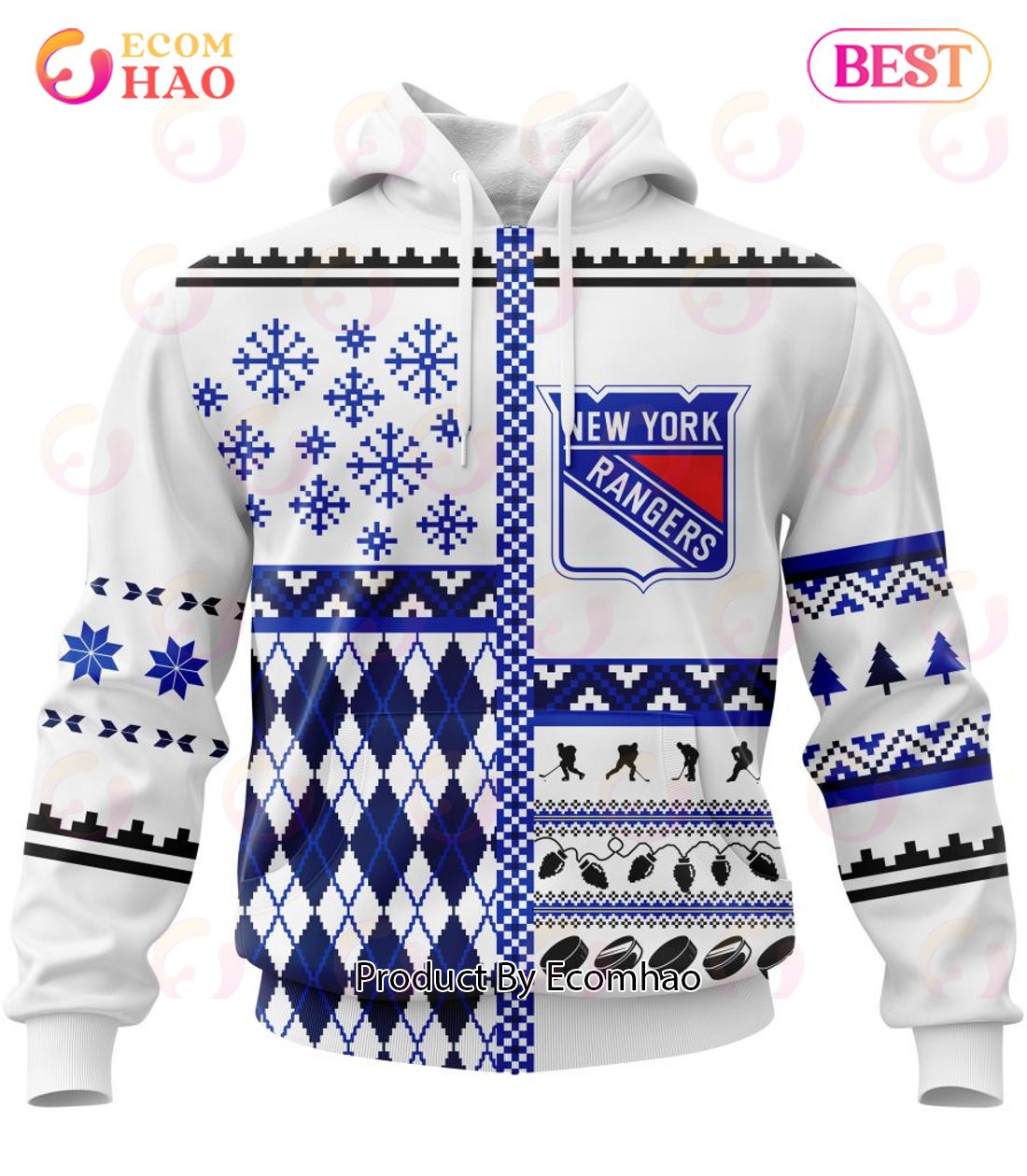 NHL New York Rangers Specialized Unisex Kits With Christmas Concepts 3D Hoodie