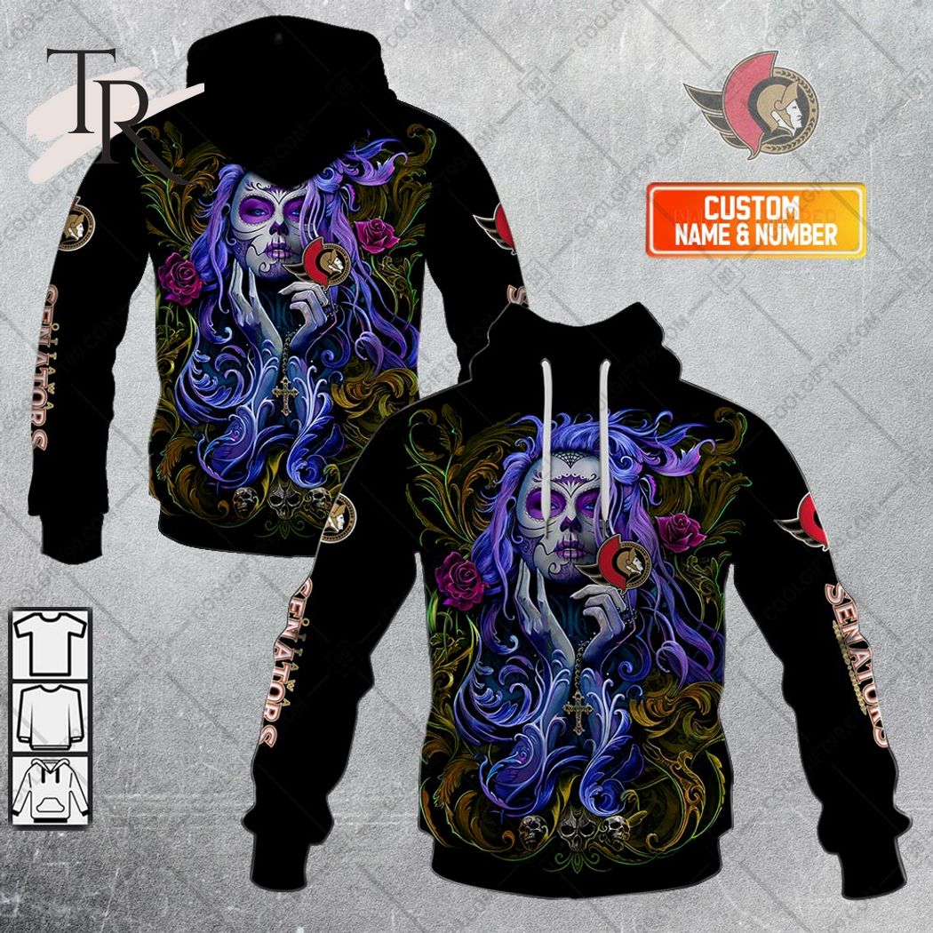NHL Ottawa Senators Tattoo Girl Artwork 2023 Unisex Hoodie, Tshirt