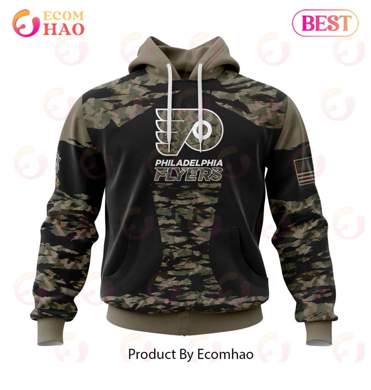 NHL Philadelphia Flyers Honors Veterans And Military Members Kits 3D Hoodie