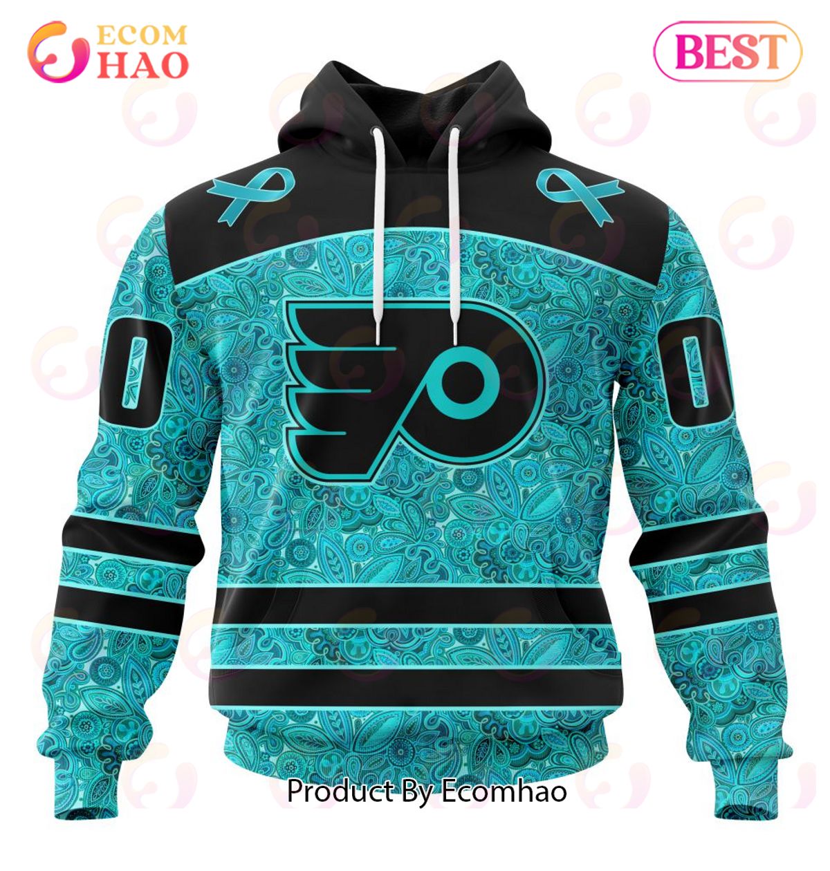 NHL Philadelphia Flyers Special Design Fight Ovarian Cancer 3D Hoodie