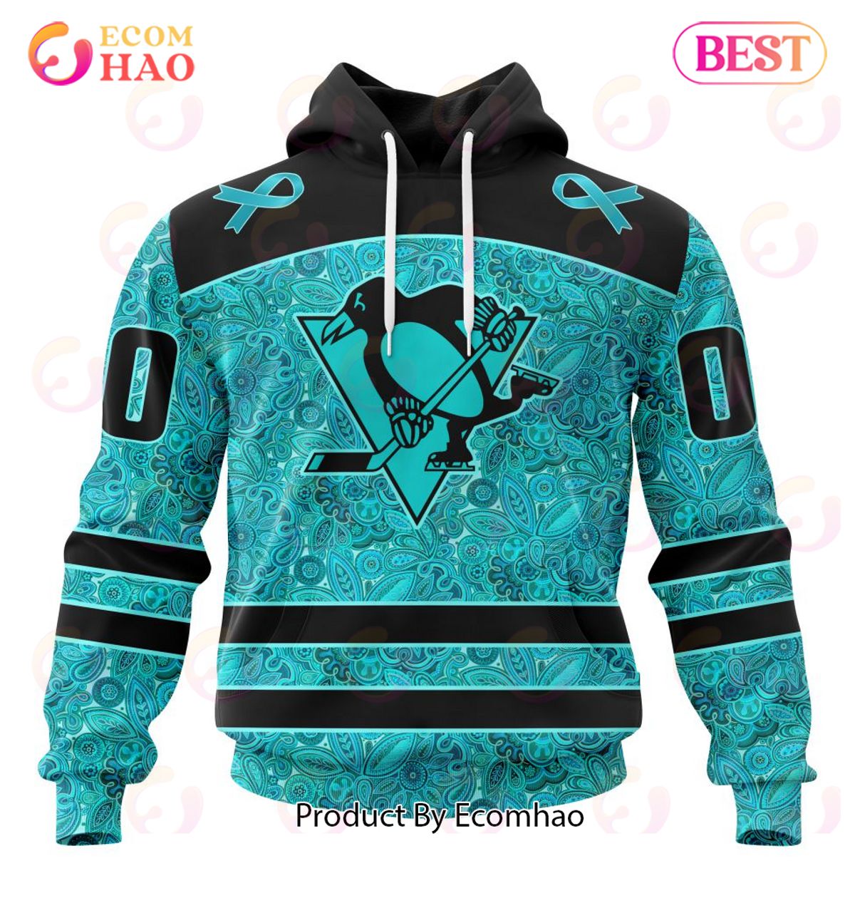 NHL Pittsburgh Penguins Special Design Fight Ovarian Cancer 3D Hoodie