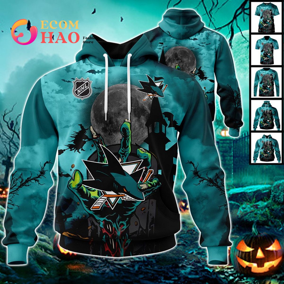 NHL San Jose Sharks Halloween Jersey Gifts For Fan 3D Hoodie