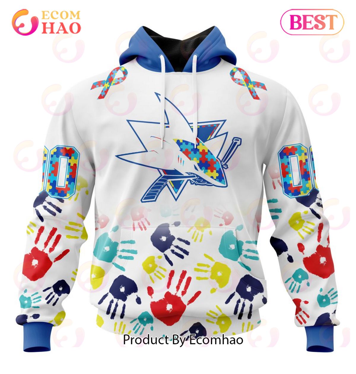 NHL San Jose Sharks Special Autism Awareness Design 3D Hoodie
