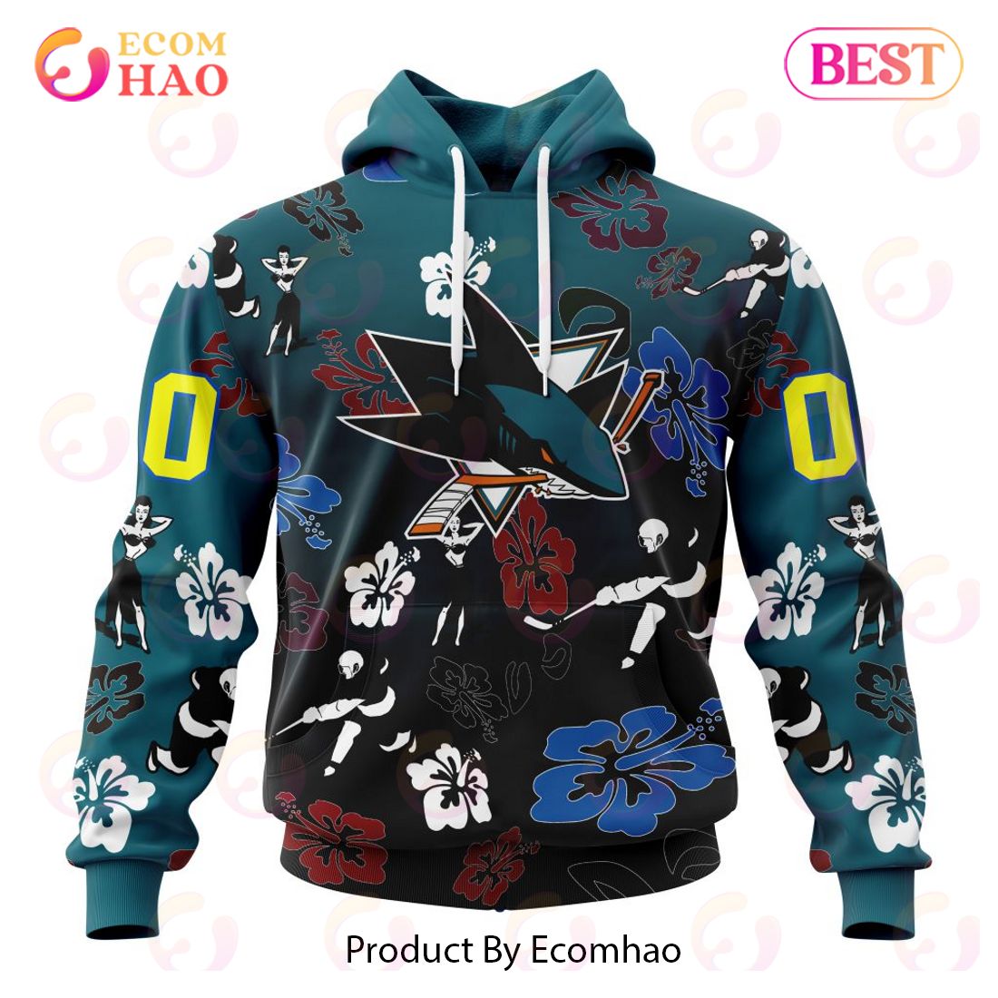 NHL San Jose Sharks X Hawaii Specialized Design For Hawaiian 3D Hoodie