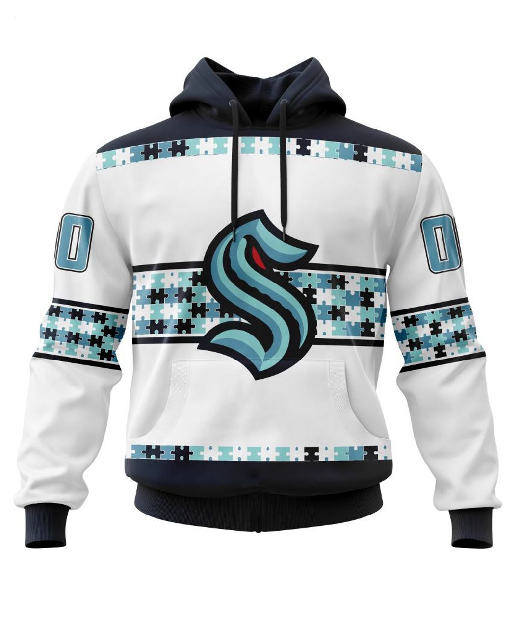 NHL Seattle Kraken Autism Awareness Custom Name And Number 3D Hoodie