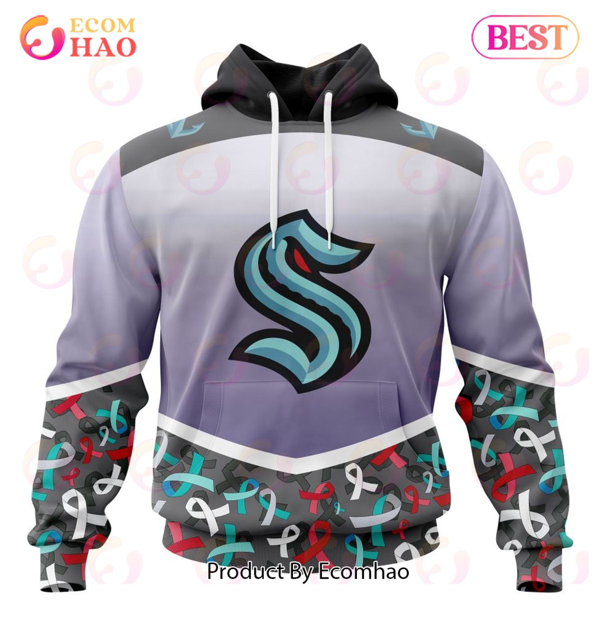 NHL Seattle Kraken Specialized Sport Fights Again All Cancer 3D Hoodie