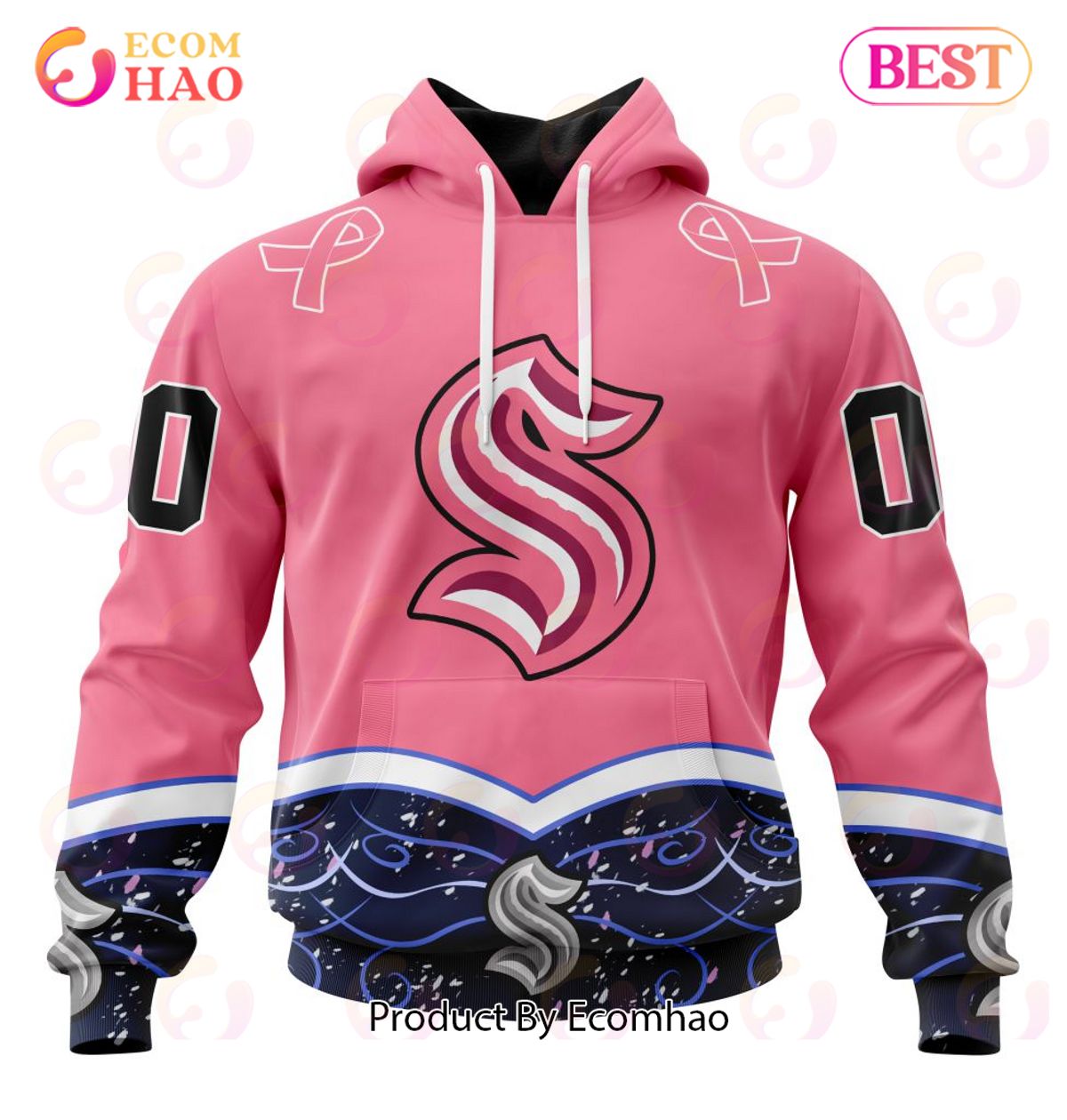 NHL Seattle Kraken Specialized Unisex For Hockey Fights Cancer 3D Hoodie