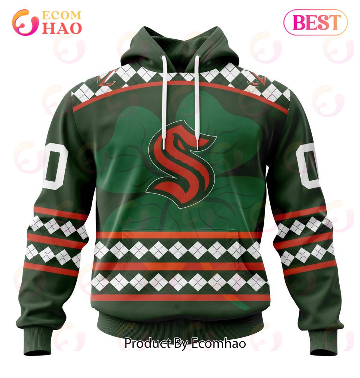 NHL Seattle Kraken Specialized Unisex Kits Hockey Celebrate St Patrick's Day 3D Hoodie