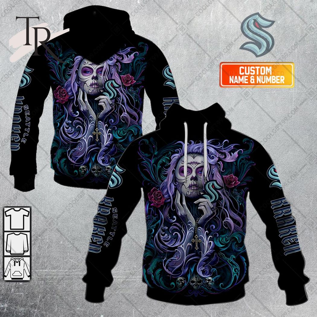 NHL Seattle Kraken Tattoo Girl Artwork 2023 Unisex Hoodie, Tshirt