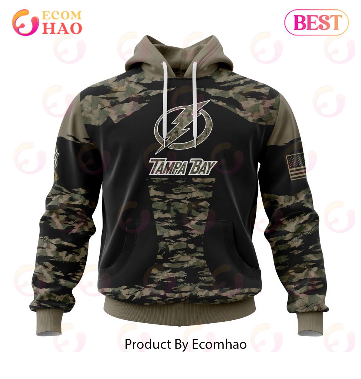 NHL Tampa Bay Lightning Honors Veterans And Military Members Kits 3D Hoodie