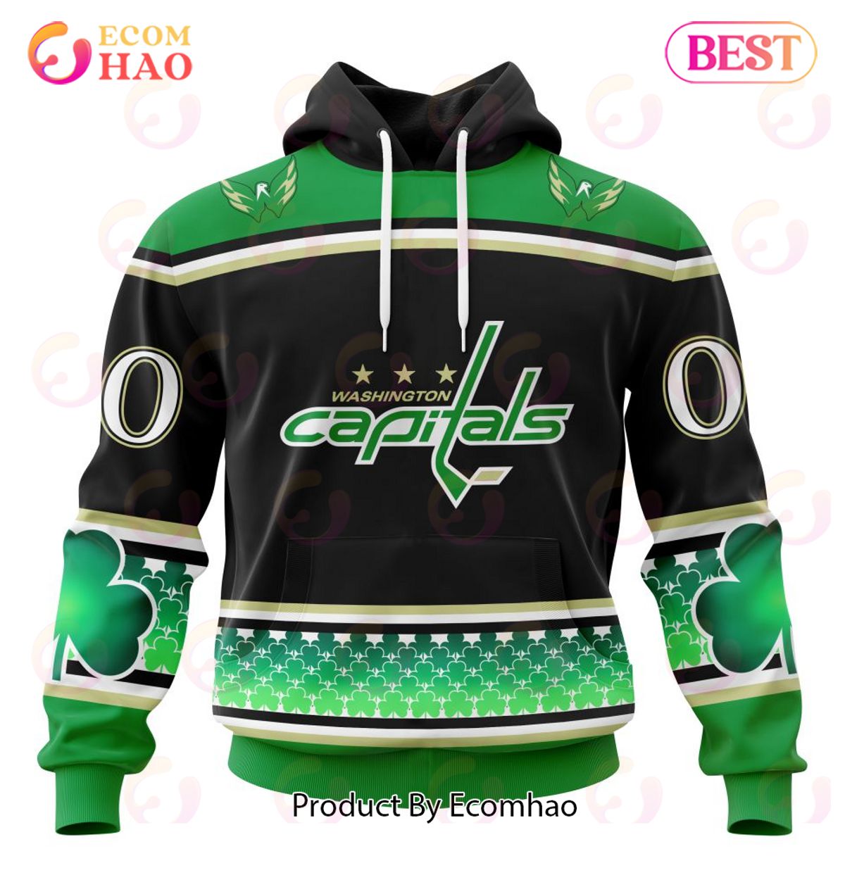 NHL Washington Unisex Kitsitals Specialized Hockey Celebrate St Patrick's Day 3D Hoodie
