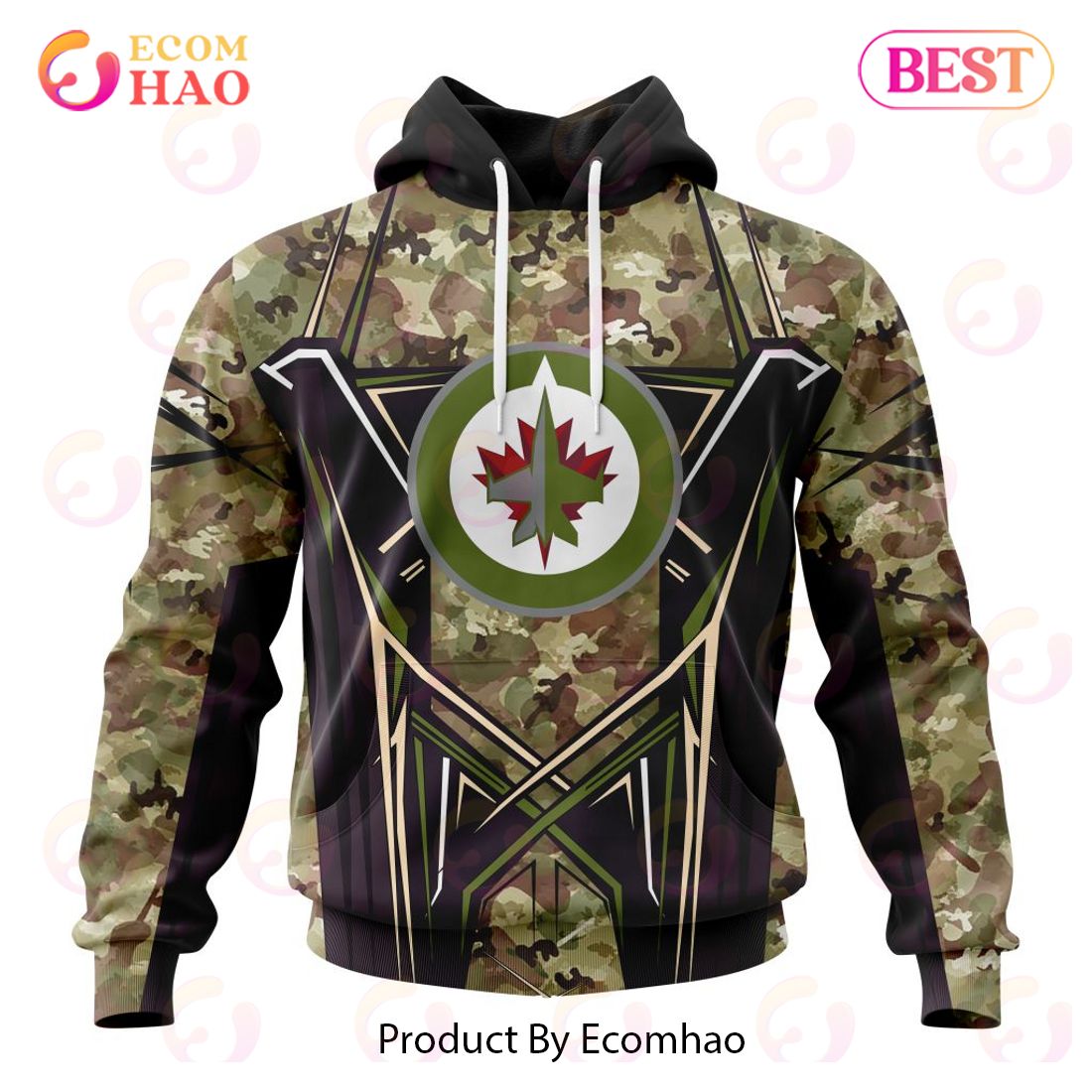 NHL Winnipeg Jets Special Camo Color 2023 Design 3D Hoodie