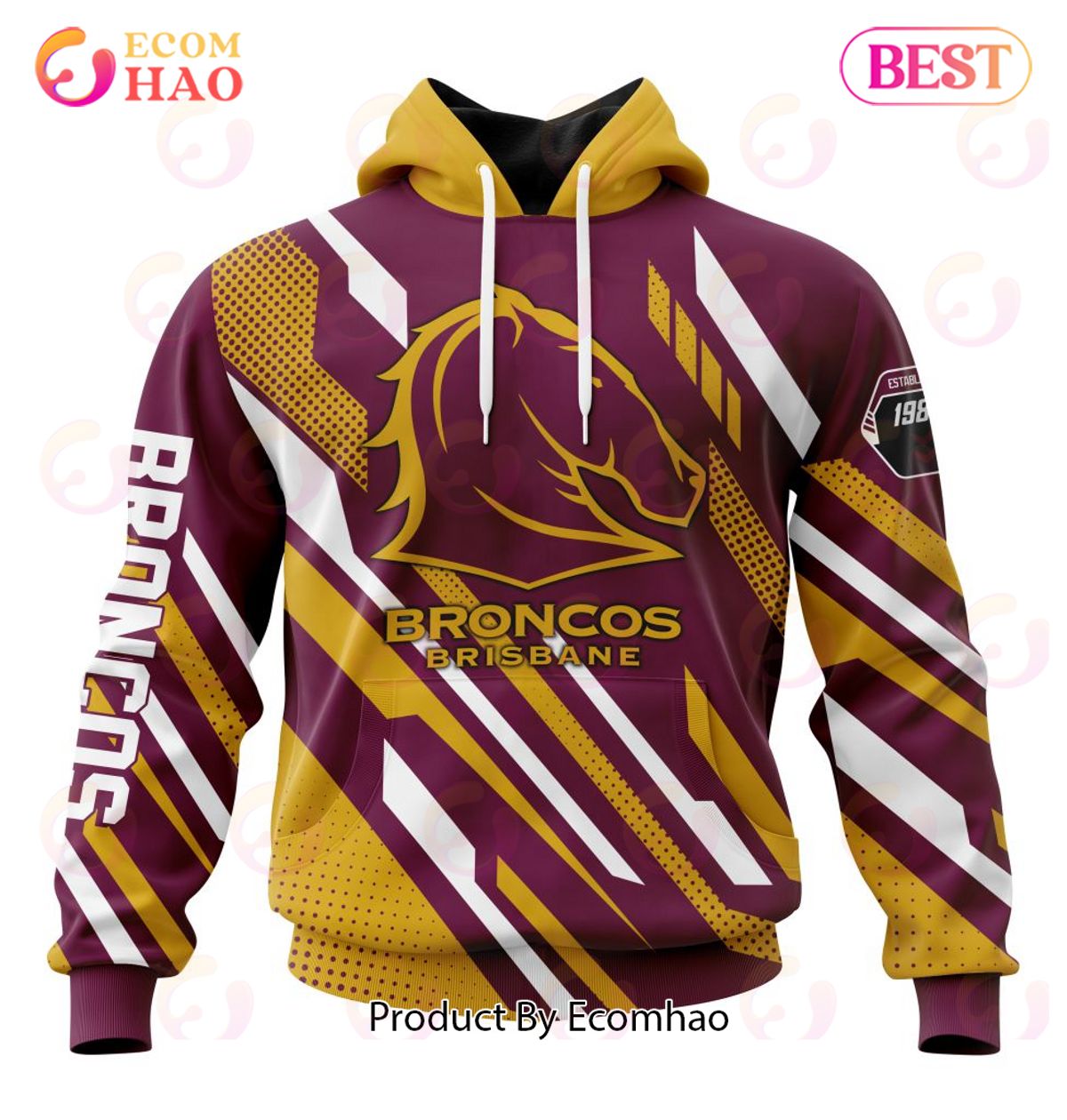 NRL Brisbane Broncos Special MotoCross Concept 3D Hoodie