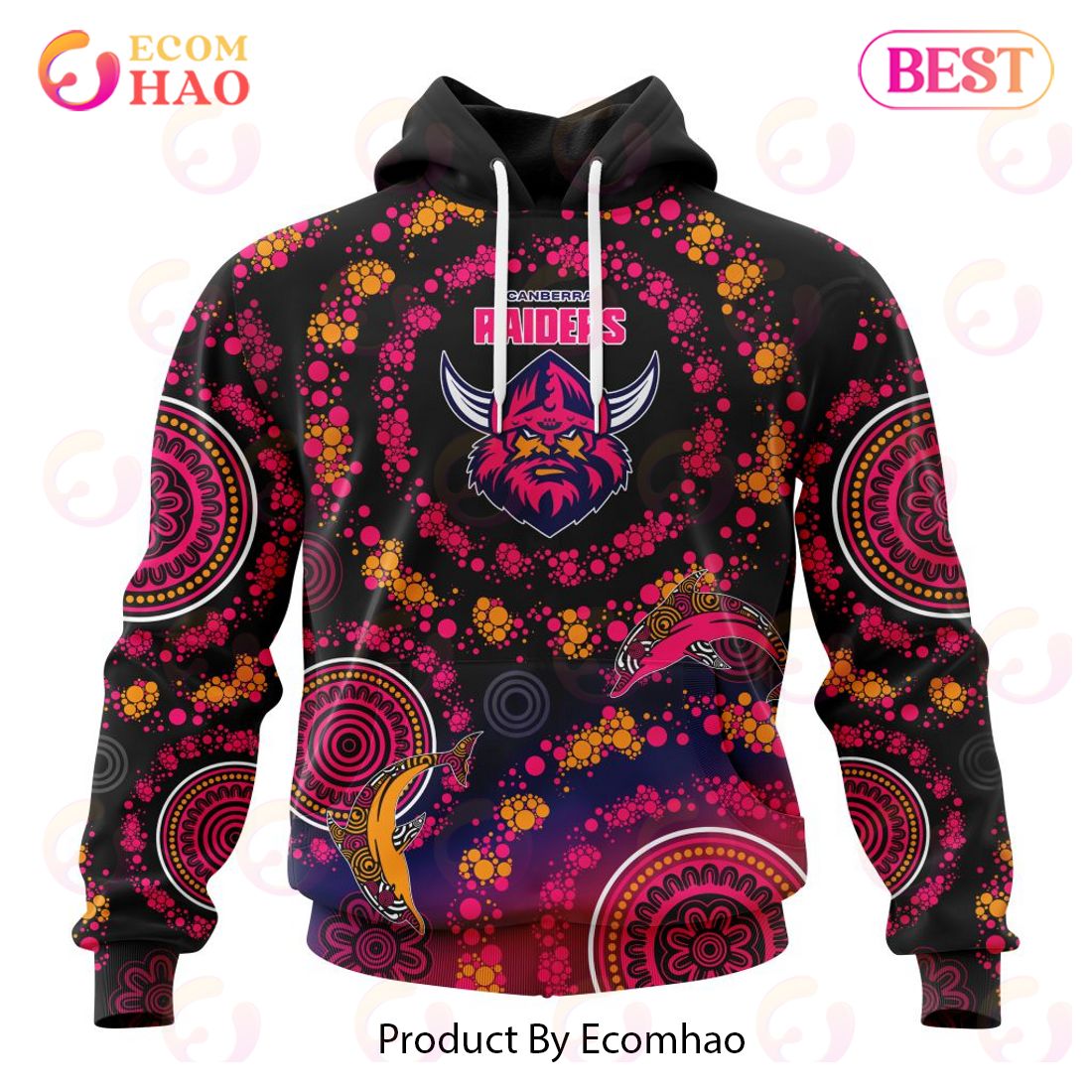 NRL Canberra Raiders Special Pink Breast Cancer Design 3D Hoodie