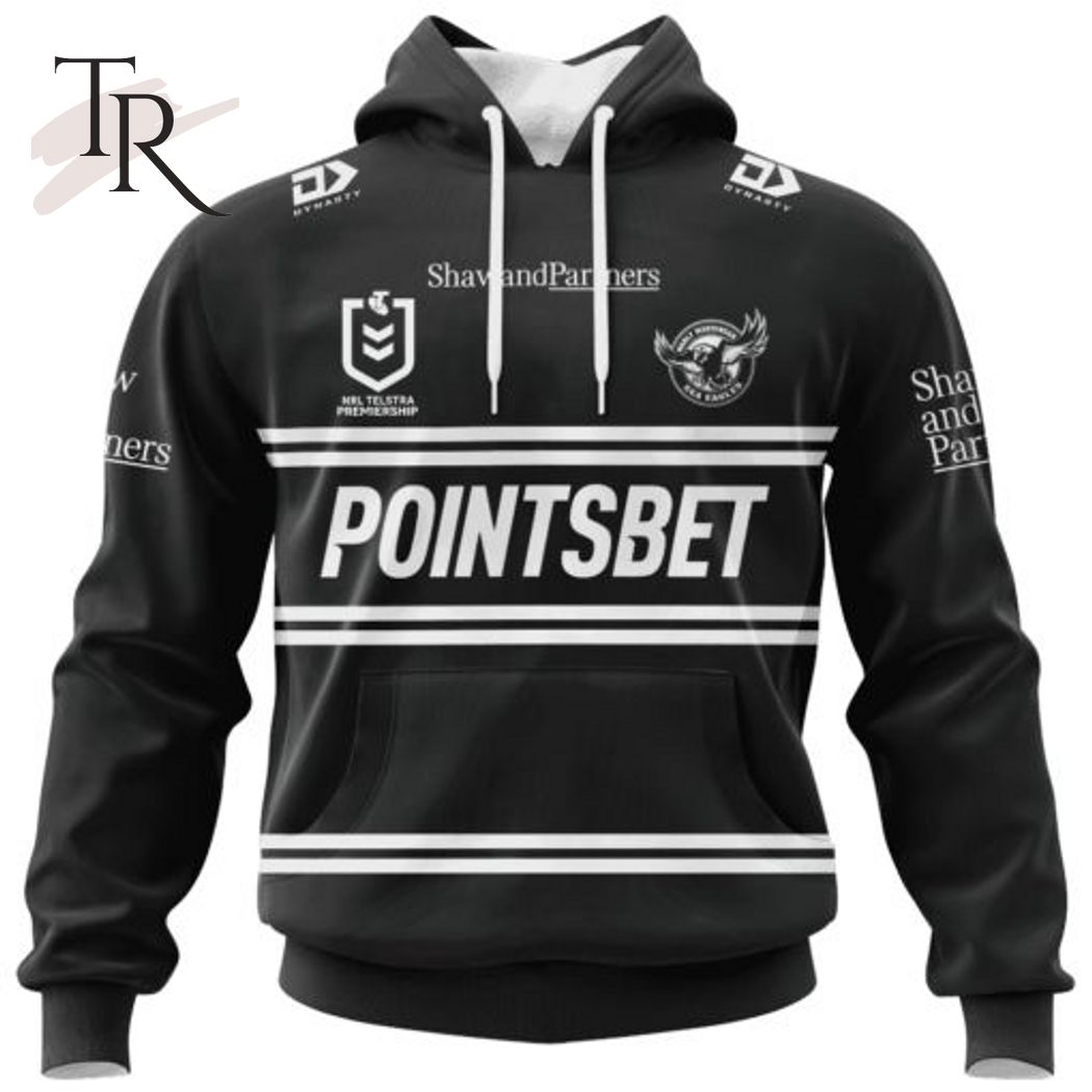 NRL Manly Warringah Sea Eagles Special Black And White Design Hoodie