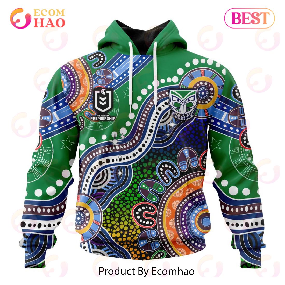 NRL New Zealand Warriors Special Indigenous Design 3D Hoodie