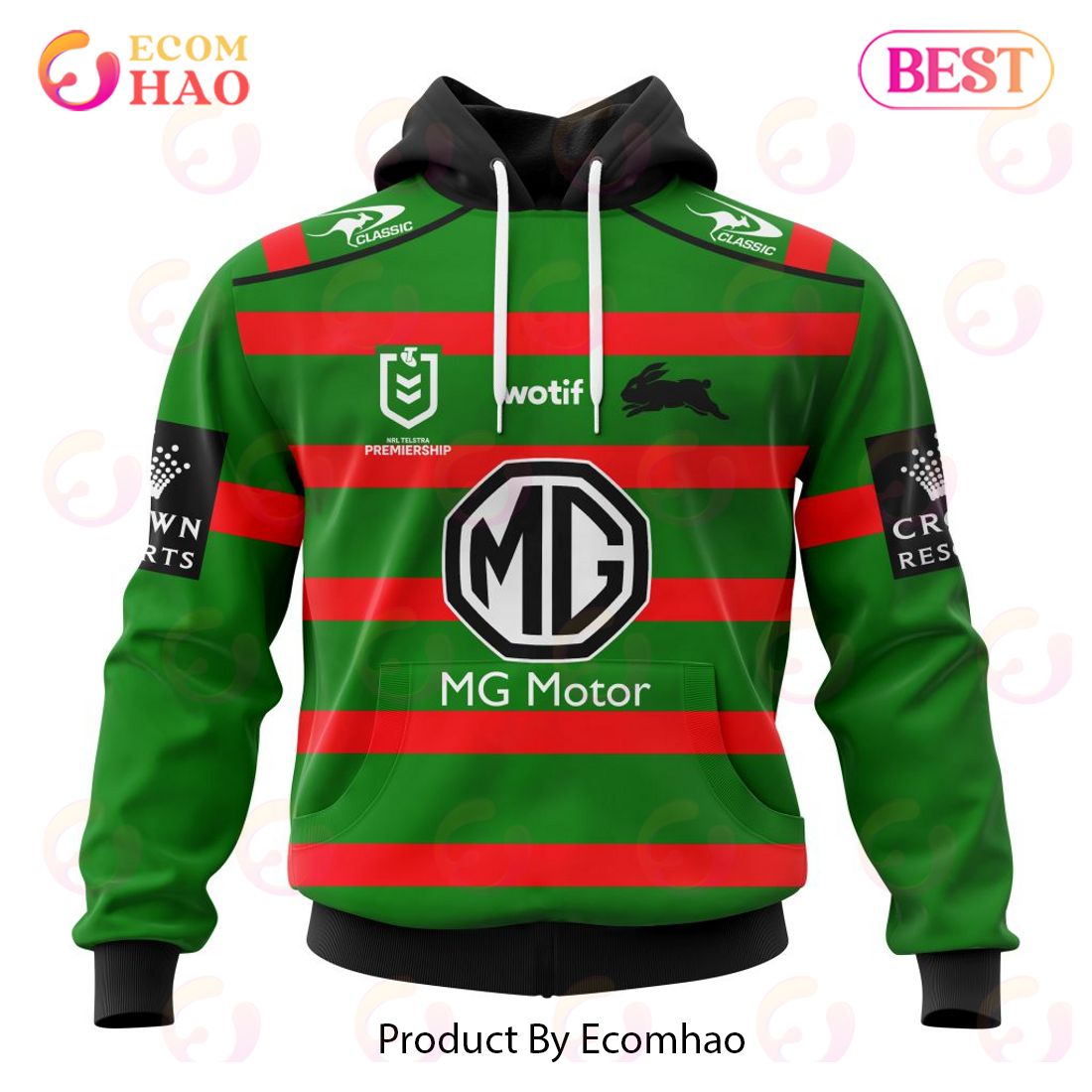 NRL South Sydney Rabbitohs Home Kits 2023 3D Hoodie