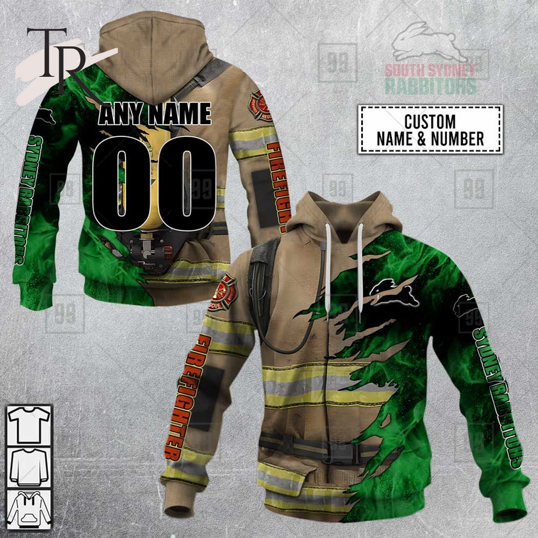  NRL South Sydney Rabbitohs Special Design With Firefighter Hoodie 3D