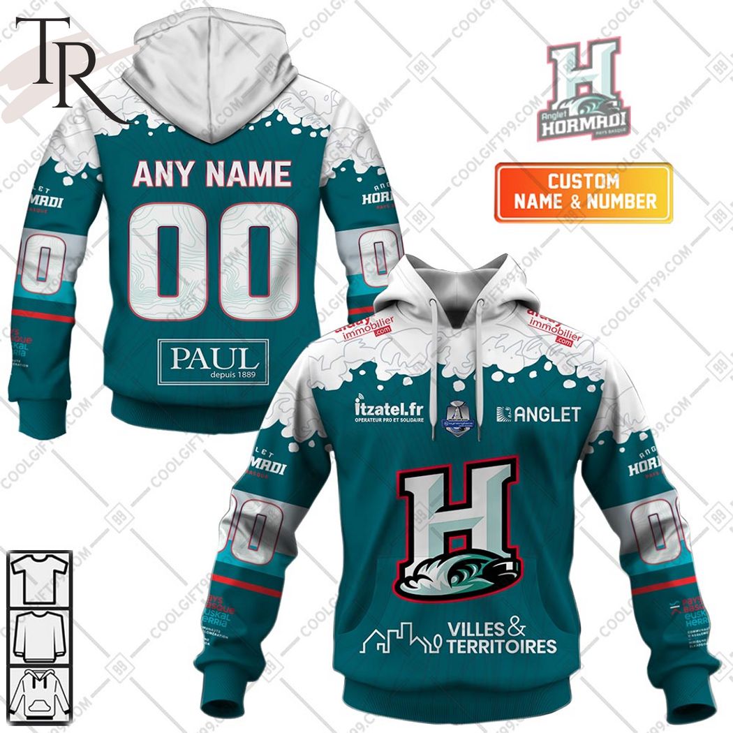 Personalized FR Hockey - Anglet Hormadi Elite Home Jersey Style Hoodie
