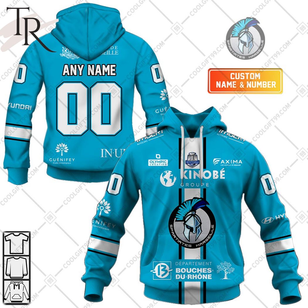 Personalized FR Hockey - Marseille Hockey Club Home Jersey Style Hoodie