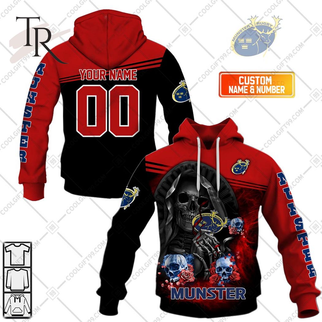  Personalized IRFU Munster Rugby Skull Death Hoodie
