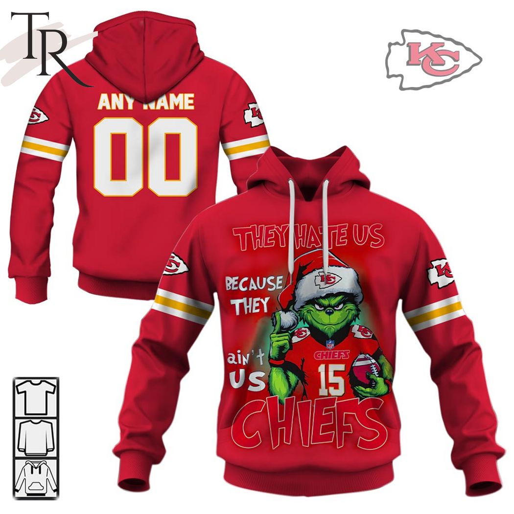Personalized Kansas City Chiefs Grinch They Hate Us Because They Ain't Us Chiefs Hoodie