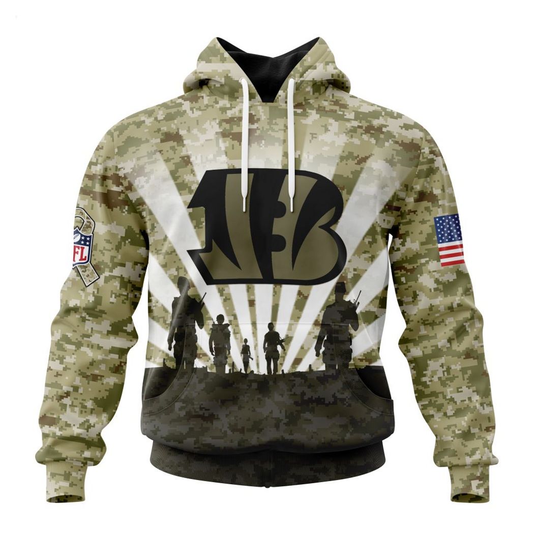  Personalized NFL Cincinnati Bengals Salute To Service Honor Veterans And Their Families Hoodie