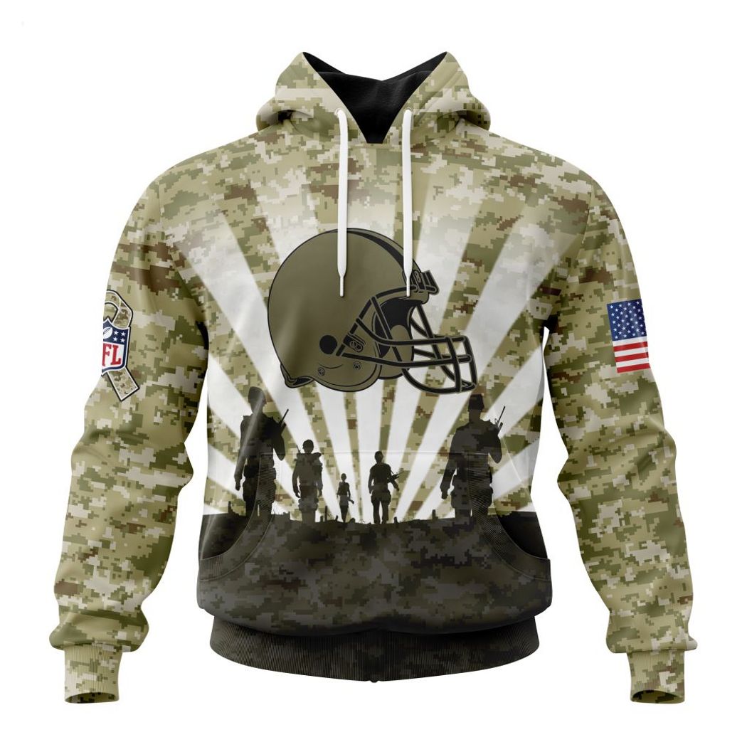  Personalized NFL Cleveland Browns Salute To Service Honor Veterans And Their Families Hoodie