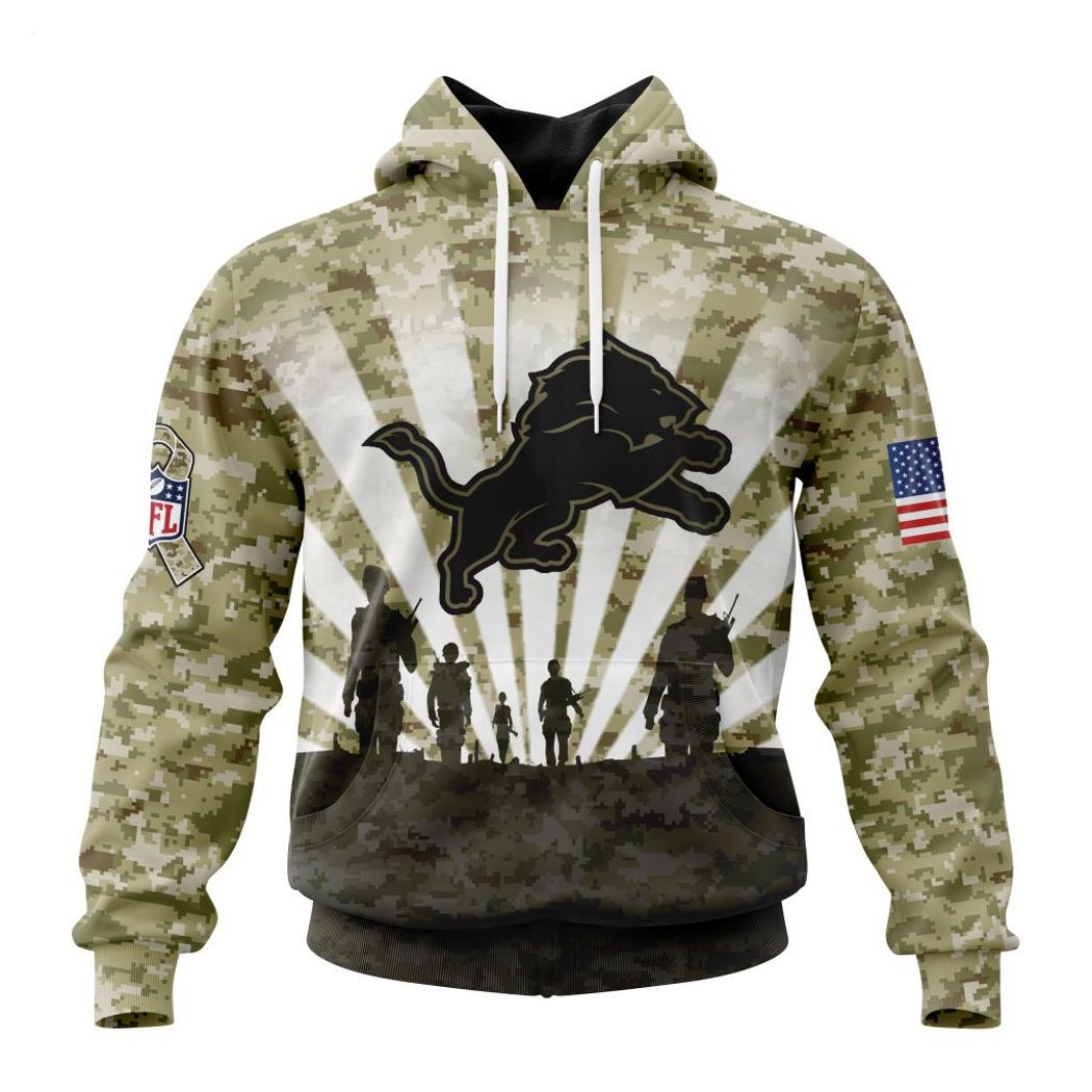  Personalized NFL Detroit Lions Salute To Service Honor Veterans And Their Families Hoodie