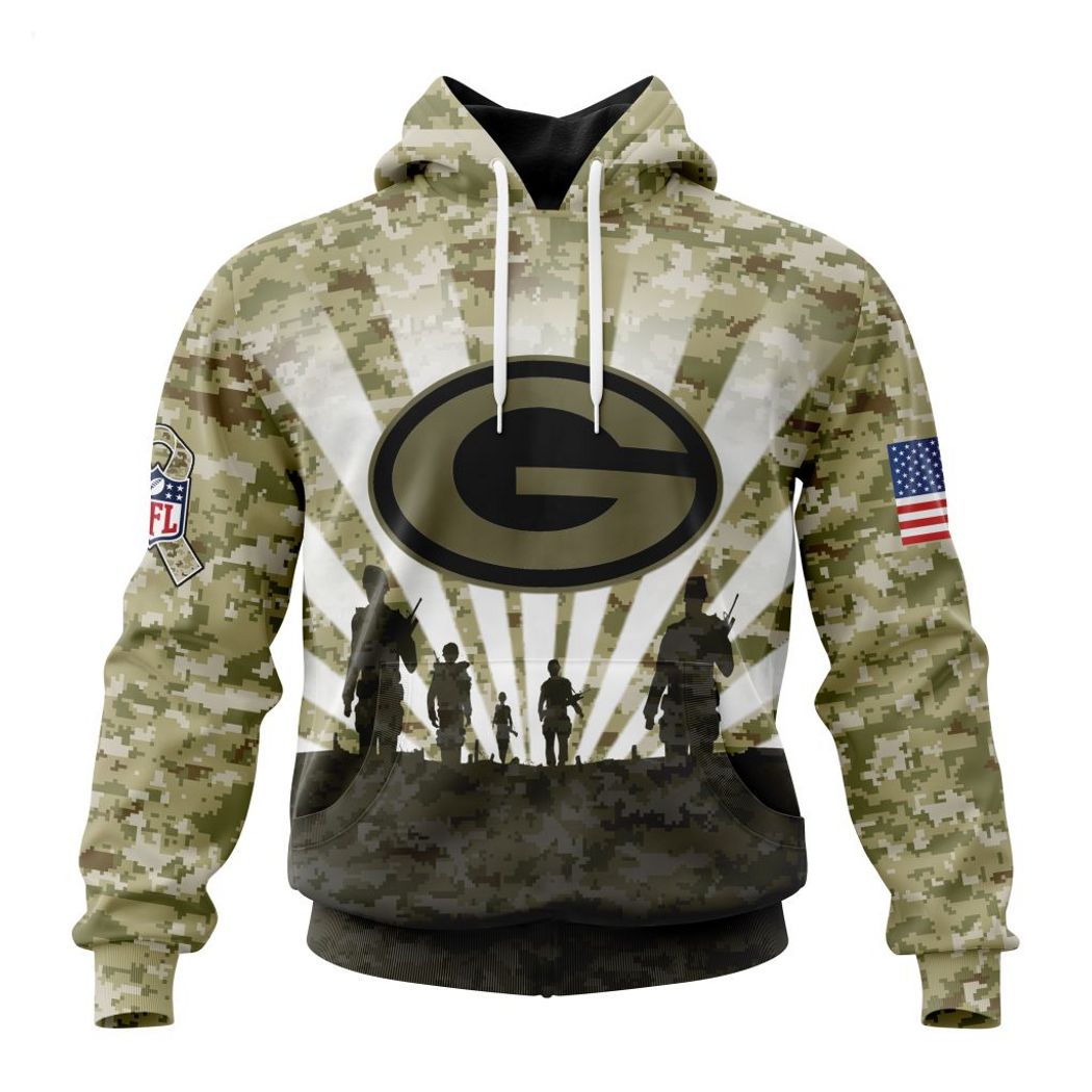  Personalized NFL Green Bay Packers Salute To Service Honor Veterans And Their Families Hoodie