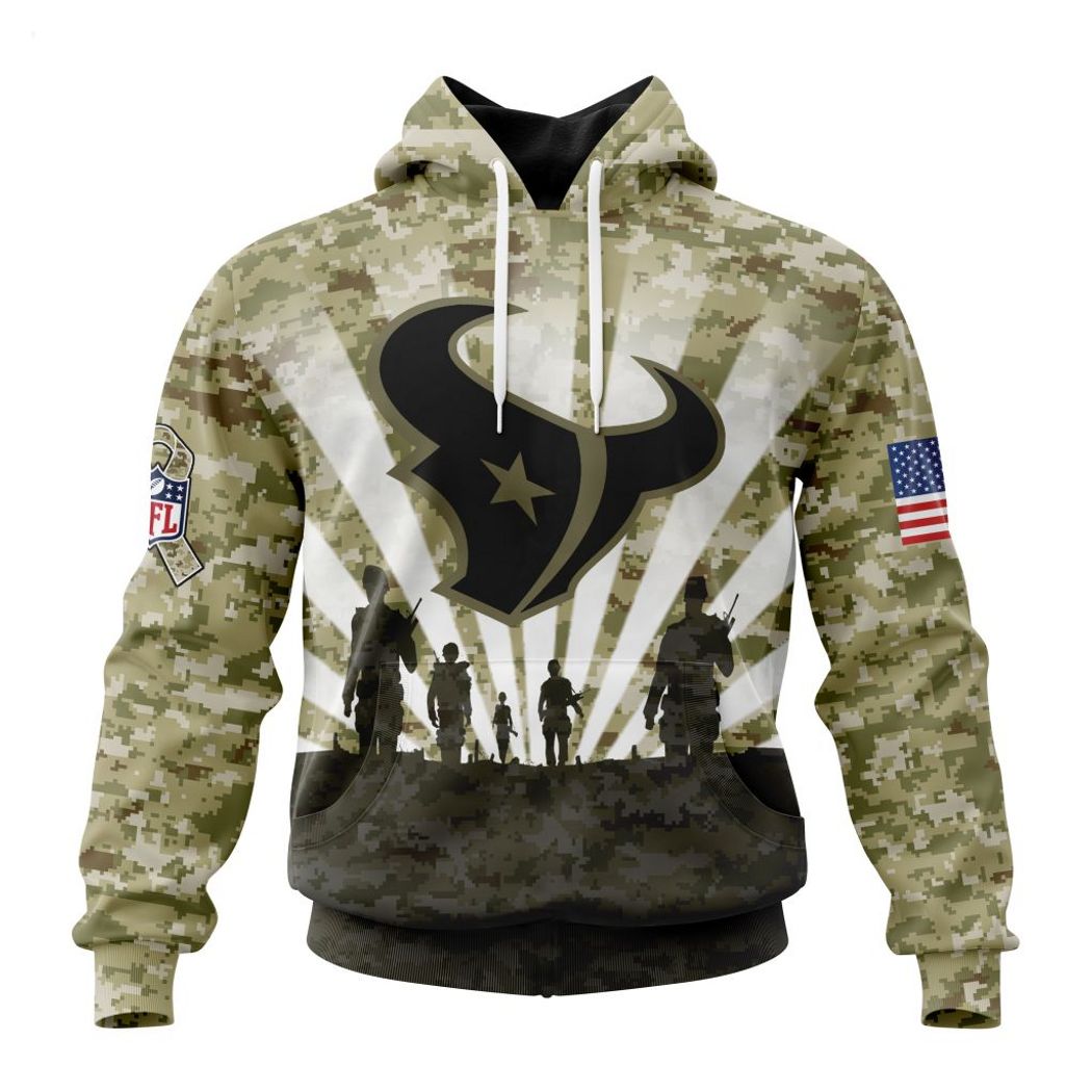  Personalized NFL Houston Texans Salute To Service Honor Veterans And Their Families Hoodie