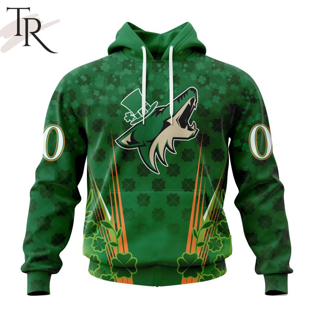 Personalized NHL Arizona Coyotes Full Green Design For St. Patrick's Day Hoodie