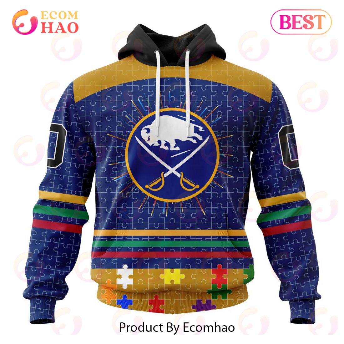 Personalized NHL Buffalo Sabres Specialized Design With Fearless Aganst Autism 3D Hoodie