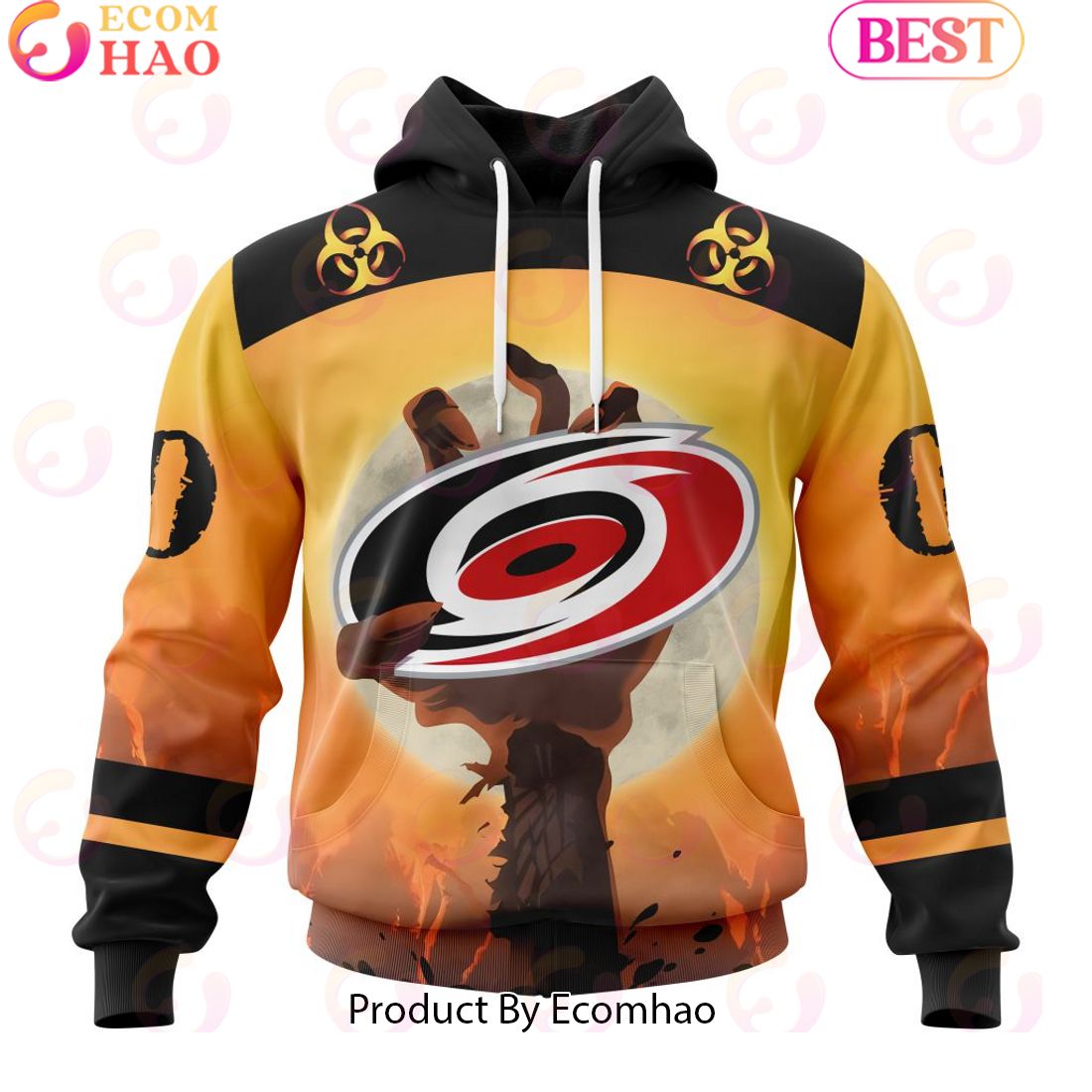 Personalized NHL Carolina Hurricanes Special Zombie Design For Halloween 3D Hoodie